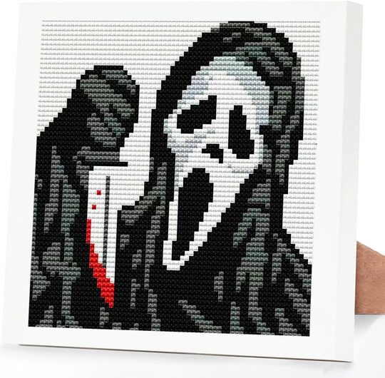 Horror Ghost Cross Stitch Kit for Adults – Beginner-Friendly Stamped 11CT Halloween Embroidery Kit with Frame, Partial Stitch DIY Arts & Crafts, 7"x7"